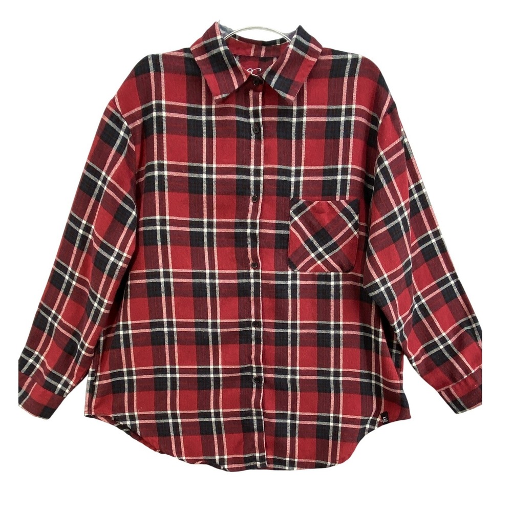 Gameday Social Shirt Womens Sz L Indiana Hoosiers‎ Plaid Flannel Red Black IU